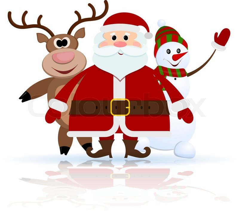 santa claus and reindeer clip art