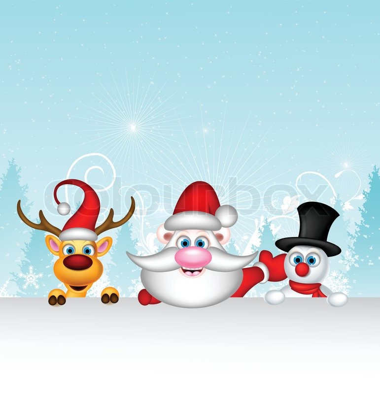 vector illustration of santa claus with reindeer and vector illustration of santa claus with reindeer and