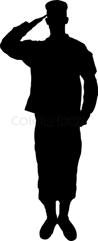 Saluting army soldier's silhouette on white | Stock Vector | Colourbox