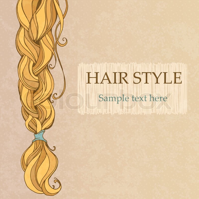 Braided brunette hair vintage style poster Vector Colourbox