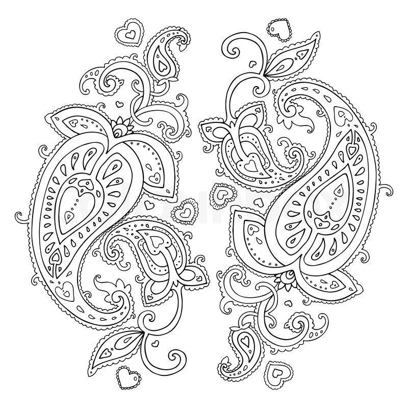 Line Drawing Jquery : Paisley ethnic ornament vector illustration isolated