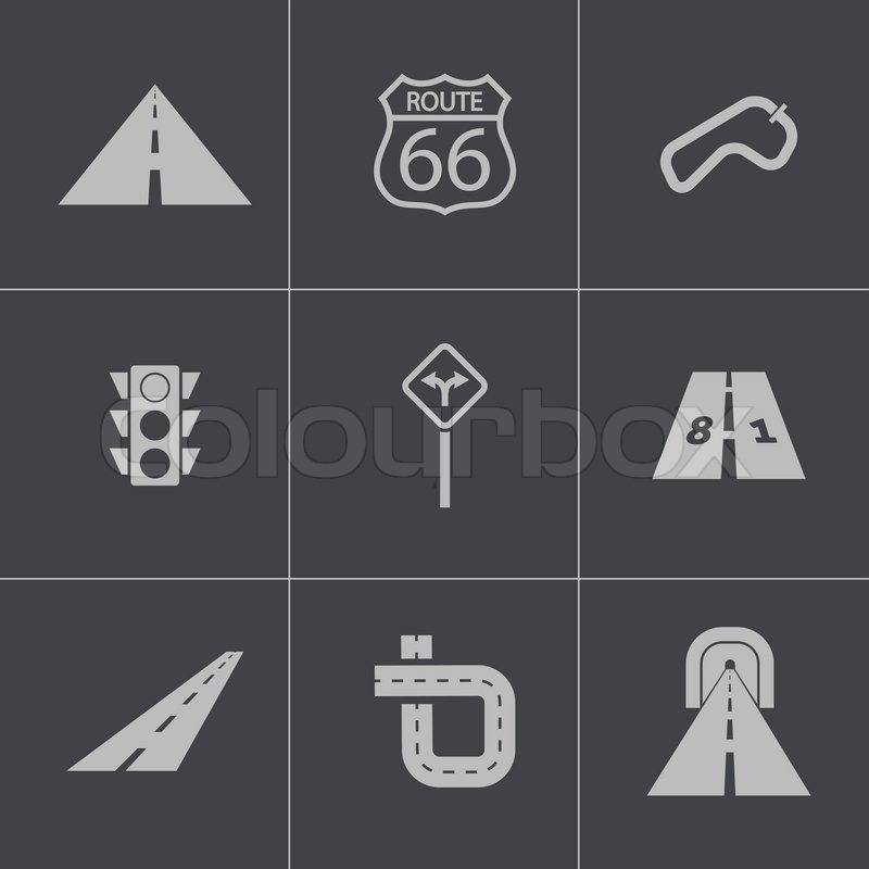 Vector black road icons set | Stock vector | Colourbox