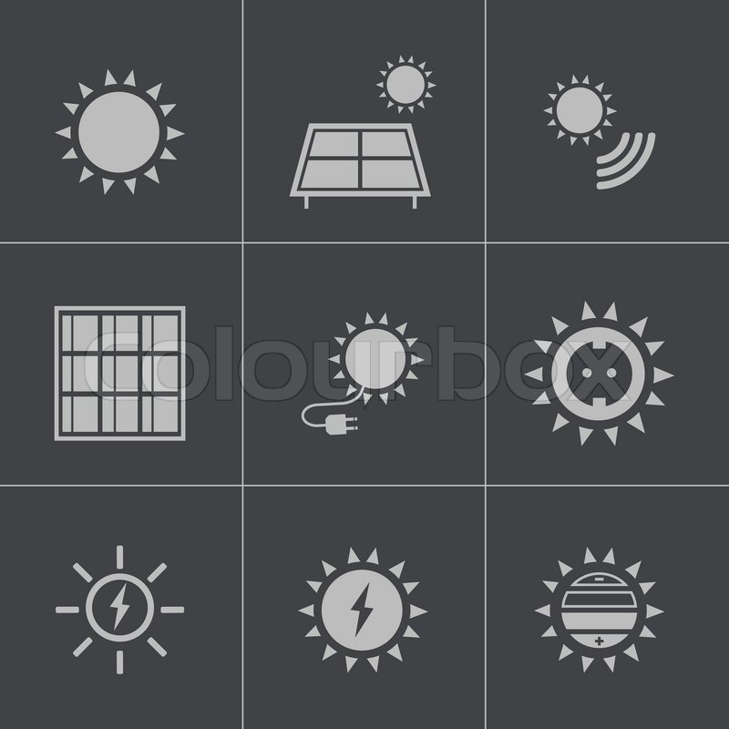 Vector black solar energy icons set | Stock vector | Colourbox