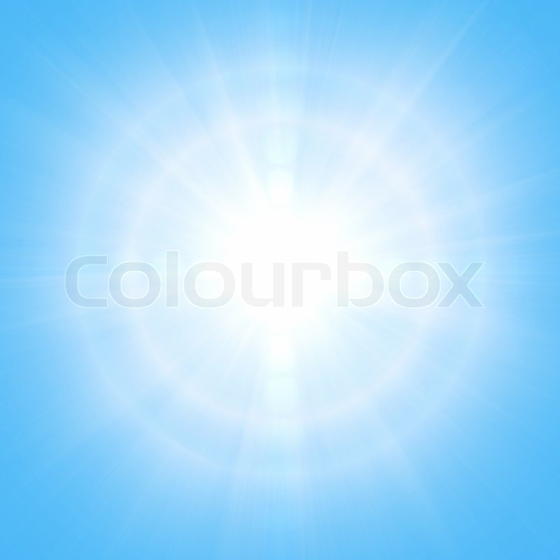 Blue sky with glaring sun Square crop | Stock image | Colourbox