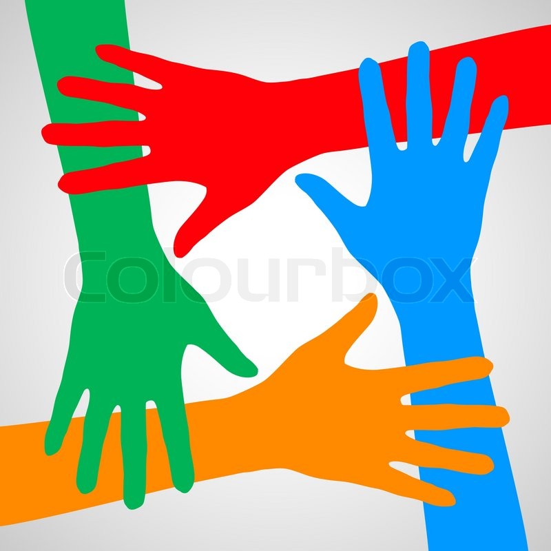 Colorful hands symbolizing friendship, Stock vector Colourbox