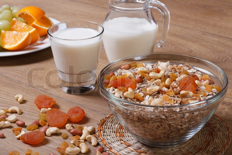 Cereal with raisins, nuts and dried Stock image Colourbox