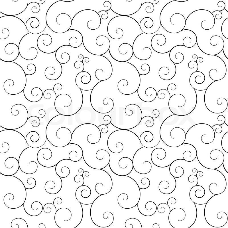 Seamless Monochrome Swirly Patterns Vector Background Stock