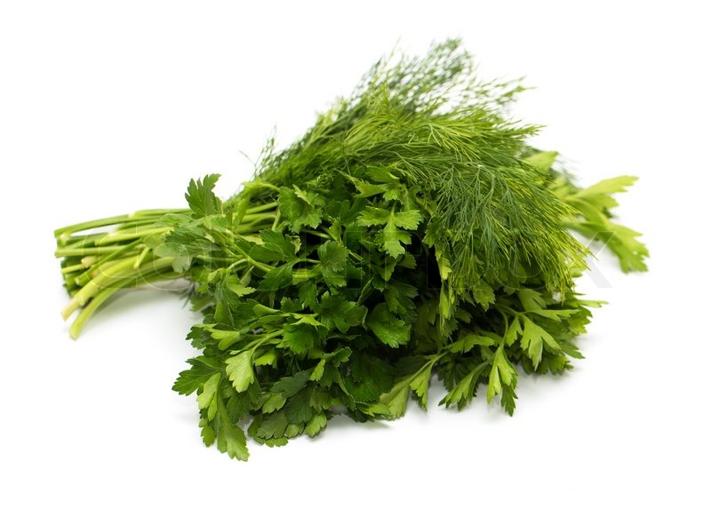 Dill with parsley on a white background Stock image Colourbox