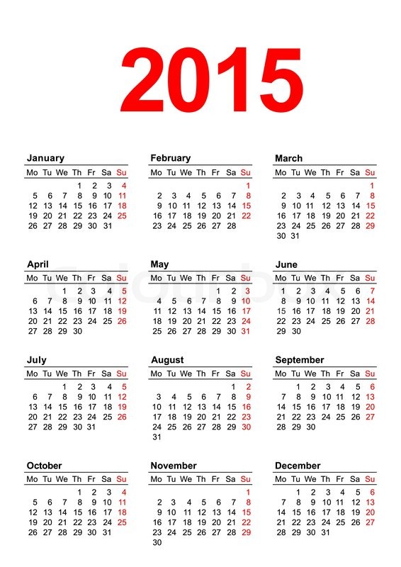 vertical calendar 2015