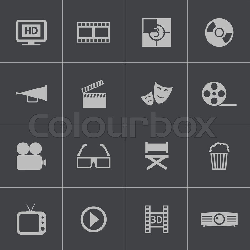 Vektor schwarz-Kino-Icon-set | Stock-Vektor | Colourbox