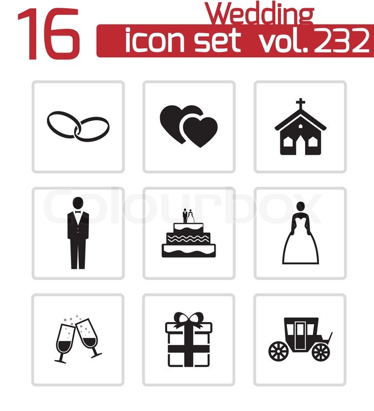 Vector Black Wedding Icons Set Stock Vector Colourbox