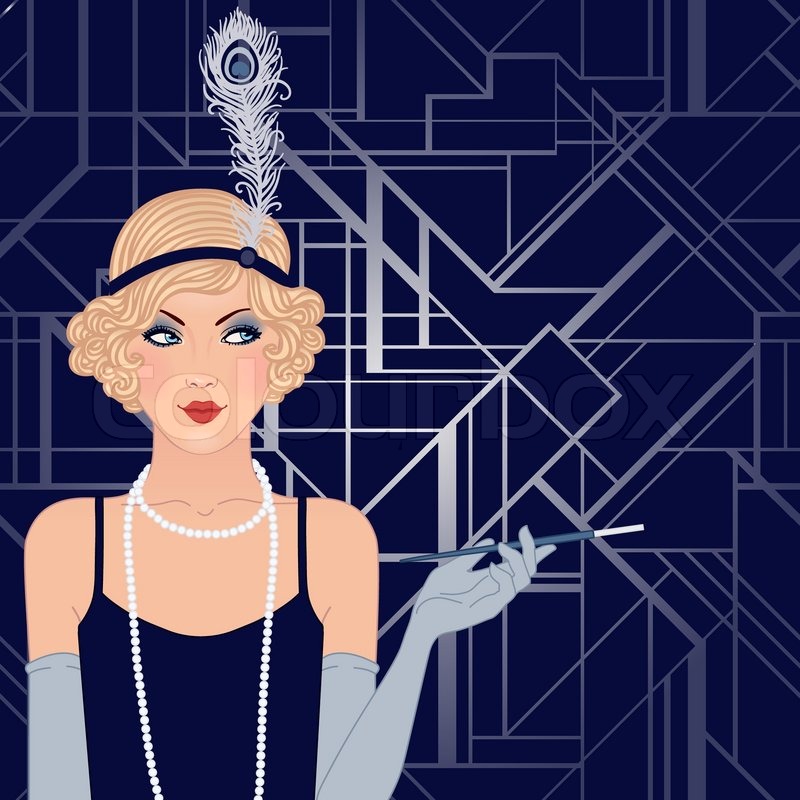 Flapper girl: Retro party invitation design. Vector ...