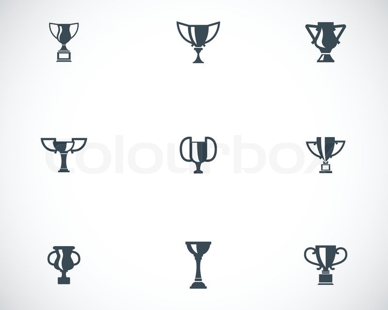 Vector black trophy icons set on white | Stock vector | Colourbox