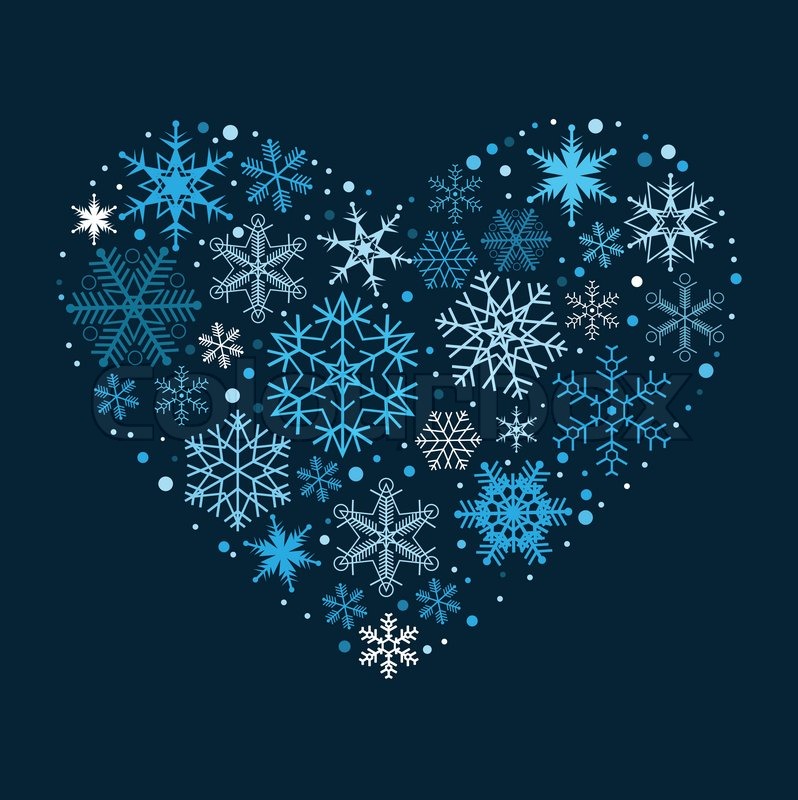 heart design elements winter snowflakes vector illustration vector