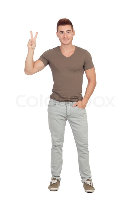 Winner Guy With Spiky Hair Isolated On Stock Image Colourbox
