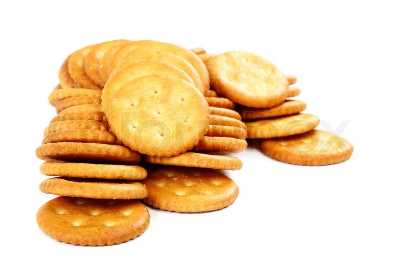Stack of cracker biscuits isolated on a Stock image Colourbox