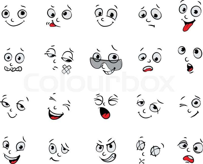 Cartoon face expressions, vector