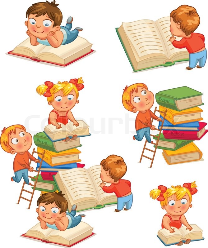 children reading in library