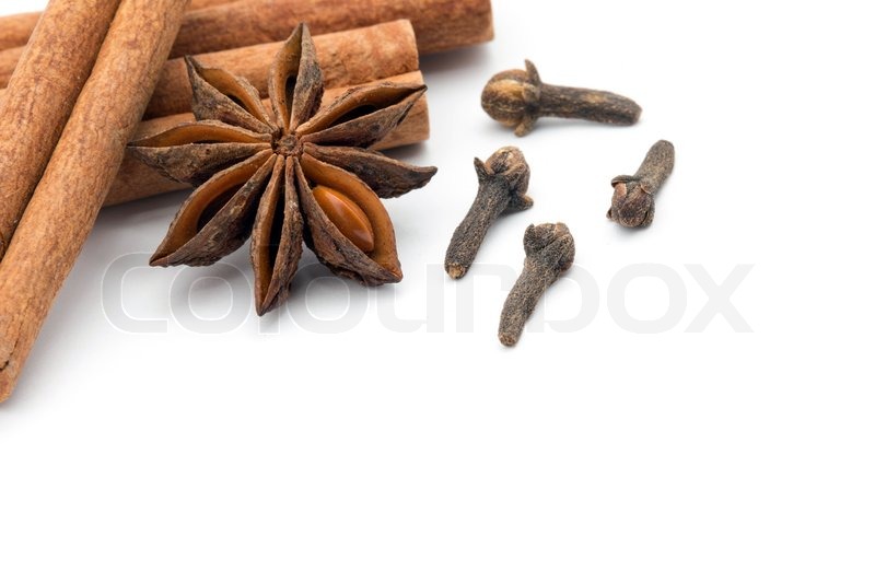 Cloves, anise and cinnamon isolated on Stock image Colourbox