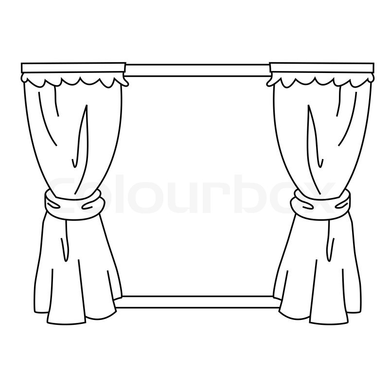 Black outline vector curtain on white Stock vector Colourbox