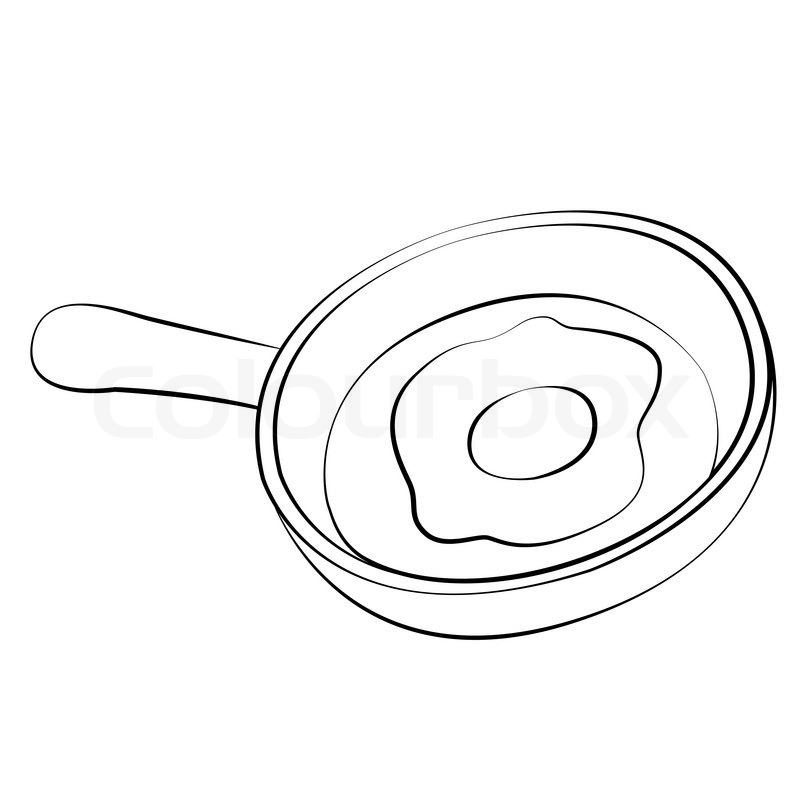 Black outline vector pan fried egg on Stock vector Colourbox