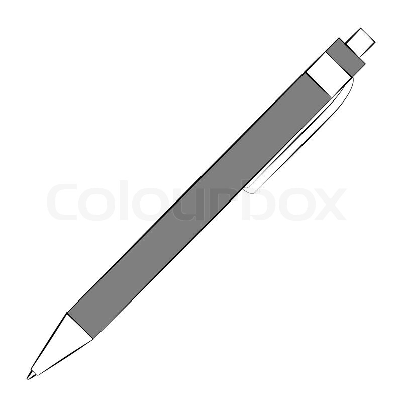 Black outline vector pen on white | Stock vector | Colourbox