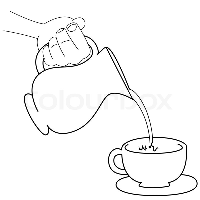 Black outline vector pour water on | Stock vector | Colourbox