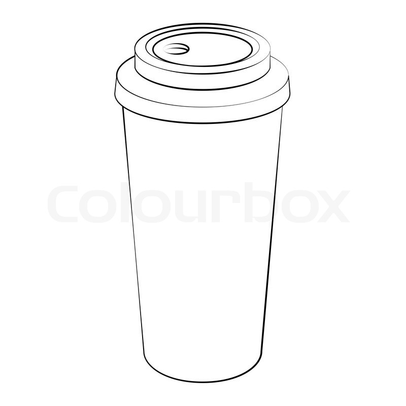 Black outline vector Paper cup on ... | Stock vector | Colourbox