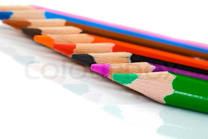 Colored Pencils Lined Up Shallow Depth Stock Image Colourbox