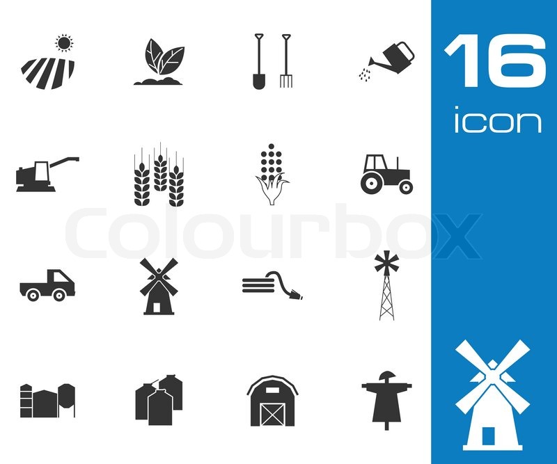 Vector Black Farming Icons Set on ... | Stock vector | Colourbox