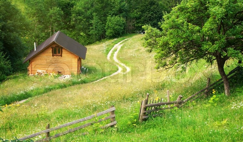House In Mountain Meadow Nature Stock Image Colourbox