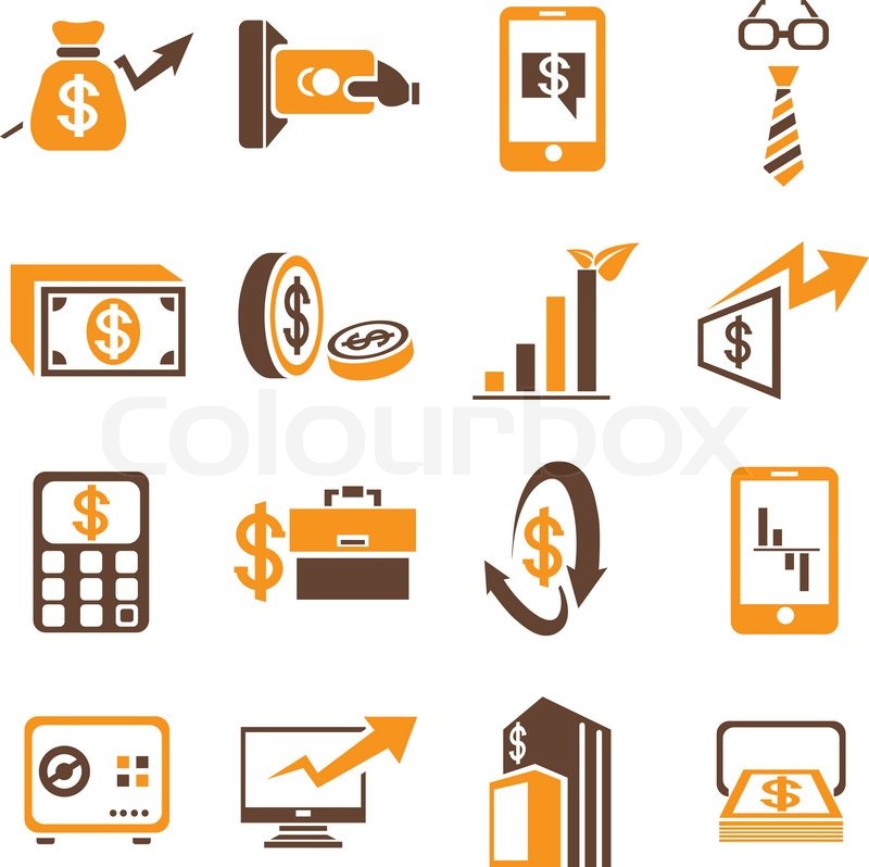 Banking Konzept Icons Set, orange ... | Stock-Vektor | Colourbox