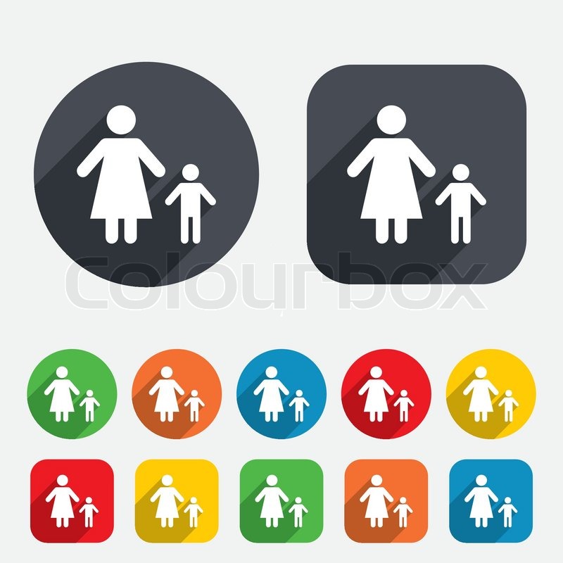 One Parent Family With One Child Sign Icon Stock Vector Colourbox