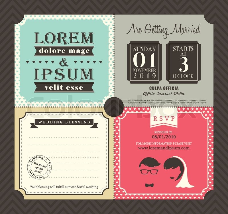 Vintage Style Boarding Pass Ticket Wedding Invitation Template Vector Vintage Style Boarding Pass Ticket Wedding Invitation Template Vector