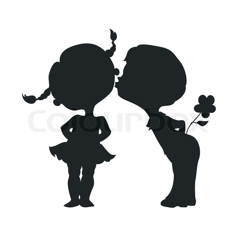 Silhouettes Of Kissing Boy And Girl Stock Vector Colourbox