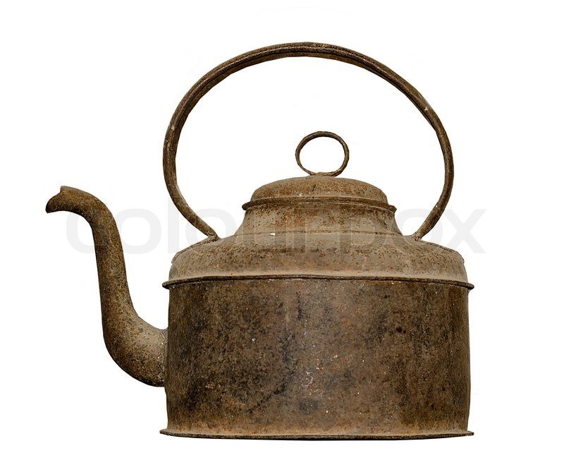 Old rusted kettle isolated on white Stock image Colourbox