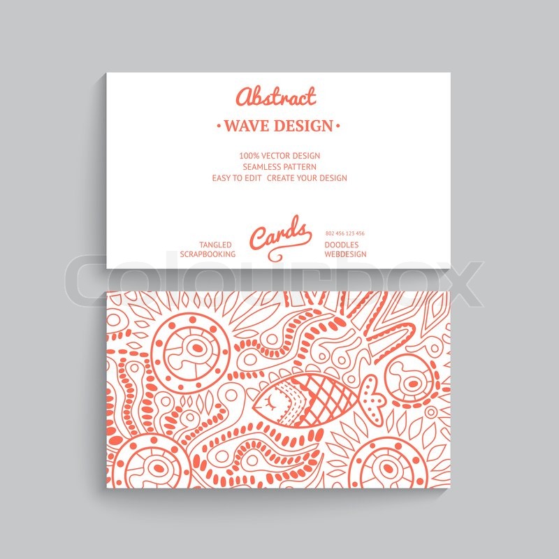 vector simple business card template with decorative ornament original design wave decoration minimalistic design seamless pattern is masked and