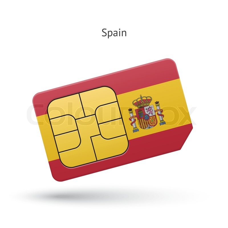 Spanien Handy Sim Karte mit Flagge. StockVektor Colourbox