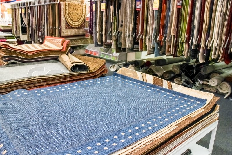 Carpets for sale. shop of carpets Stock image Colourbox