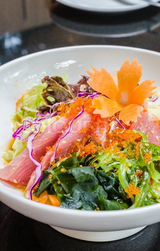 Saland tuna japanese style in white Stock image Colourbox