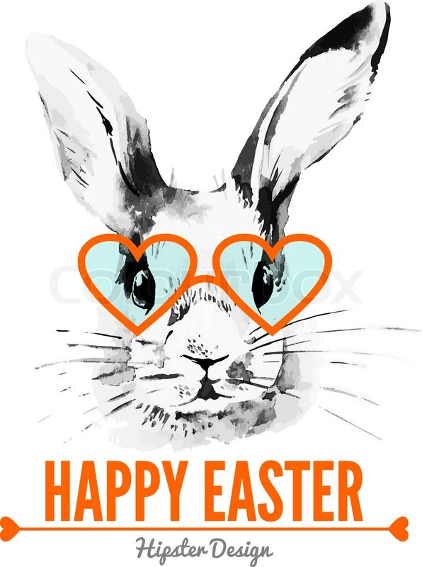 Hipster Ostern Hase. Karte mit Skizze ... | Vektorgrafik ...