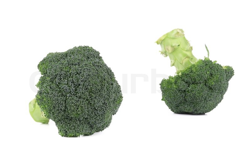 Fresh two broccoli. Isolated on a white Stock Photo Colourbox