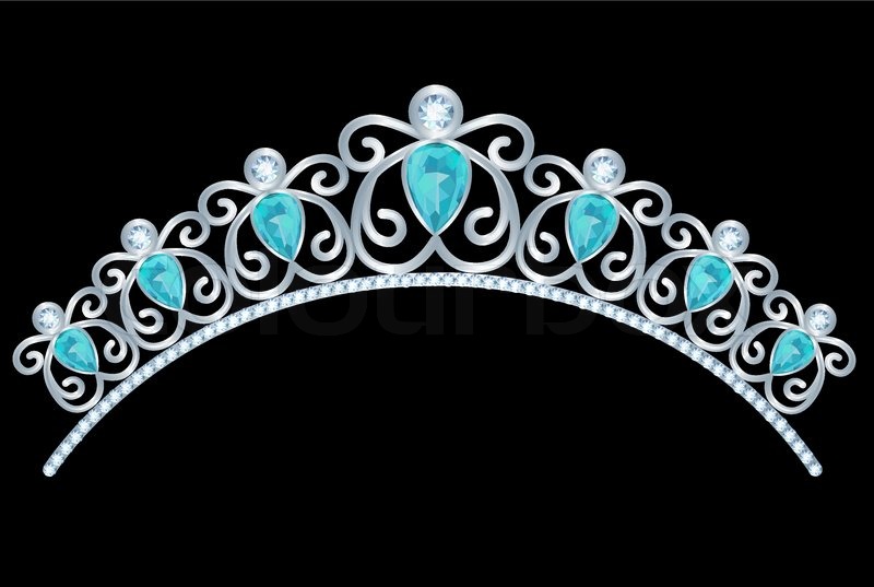 Vintage silver tiara with jewels on | Stock vector | Colourbox