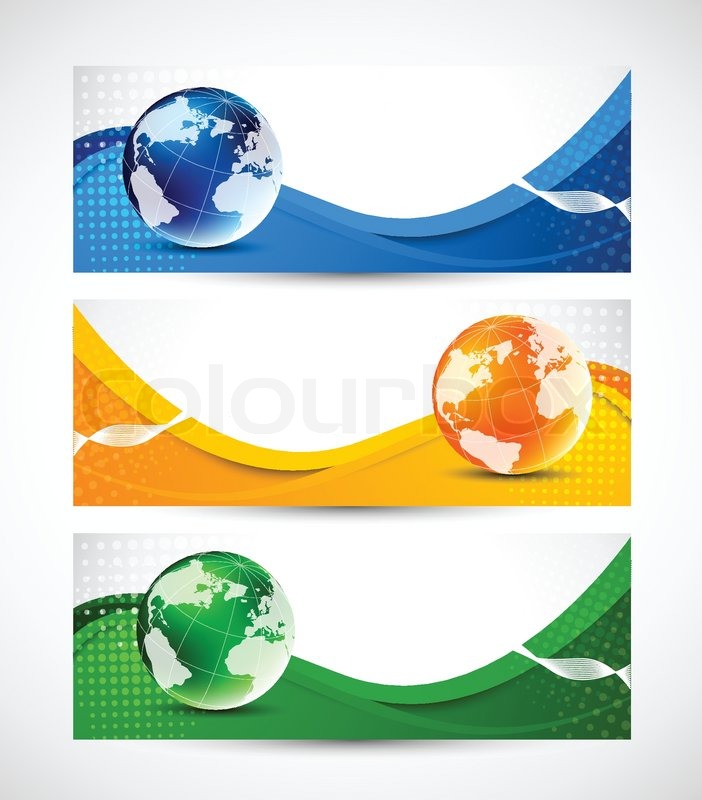 Set of banners with globes Stock vector Colourbox