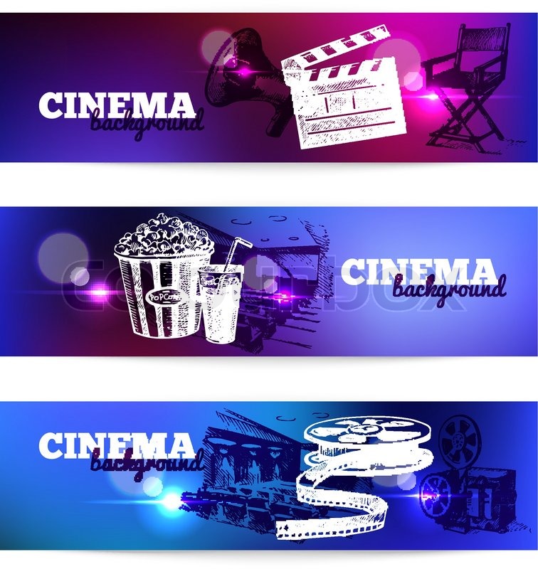 Set Of Movie Cinema Banners Stock Vector Colourbox