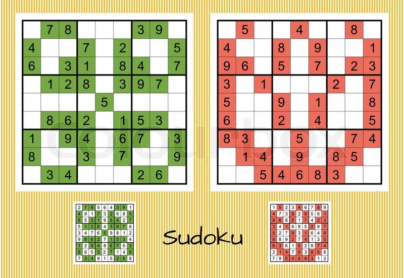 Set Of Two Unique Sudoku With Answers Stock Vector Colourbox