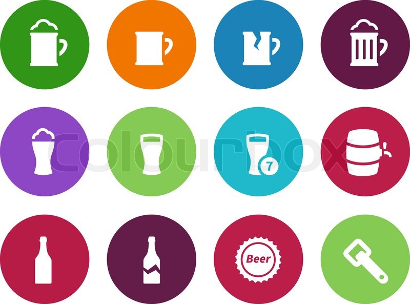 Beer and alcohol glasses circle icons Stock vector Colourbox