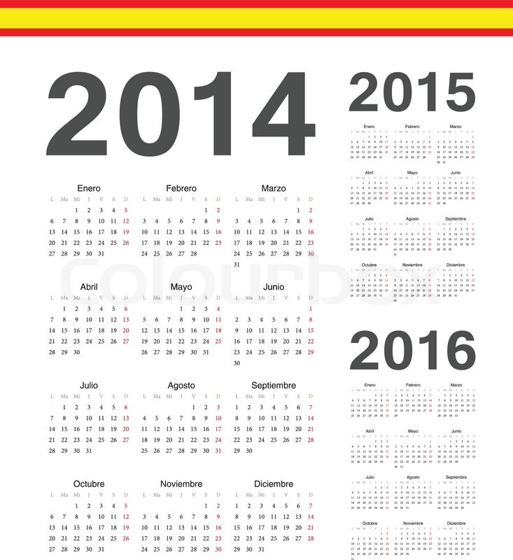 Mmsd Calendar 2022 Set Of Spanish 2014, 2015, 2016 Year Vector Calendars | Stock Vector |  Colourbox