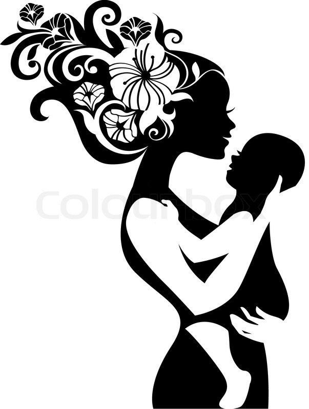 Download Beautiful mother silhouette with her ... | Stock vector ...