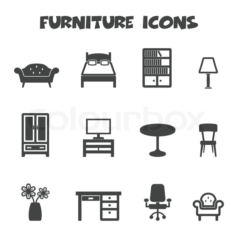 Furniture icons, mono vector symbols Stock vector Colourbox